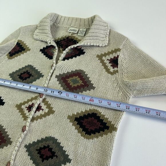 Vintage Southwestern Aztec Cardigan Sweater Cream size S - Picture 6 of 10